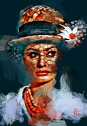 Dieses Portrait von Sofia Loren, hat Klaus Finger auf dem iPad kreiert und UV geschützt mit brillanten Farben übertragen.